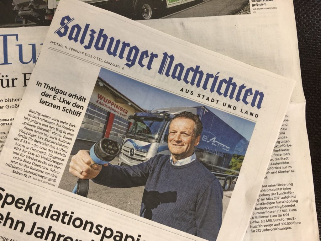 Salzburger Nachrichten - E-Lkw Aufbau von Wuppinger Karosseriebau in Thalgau